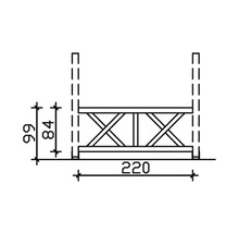 Schéma technique d''un échafaudage de construction avec les dimensions 220, 84 et 99