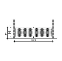 Schéma technique d''une barrière de dimensions 400 x 111 cm.