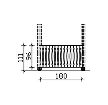 Dessin technique d''une balustrade de balcon avec dimensions