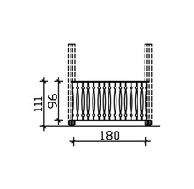 Dessin technique d''une balustrade de balcon avec dimensions.