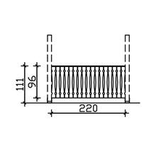 Dessin technique d''un garde-corps de balcon avec cotes
