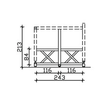 Schéma technique d''une structure de tréteau avec indications de mesure
