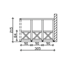 Schéma technique d''un garde-corps de balcon avec dimensions