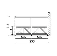 Dessin technique d''une balustrade de balcon avec indications de dimensions