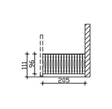 Dessin technique d''un garde-corps de balcon avec dimensions