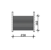 Schéma technique d''un radiateur mesurant 230 sur 160 millimètres