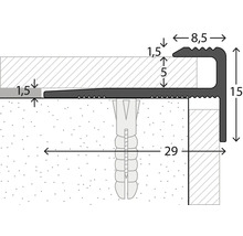 Technische Zeichnung eines Treppenkantenprofils mit Maßangaben.