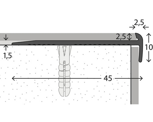 Illustration d''un profil de bord d''escalier avec dimensions