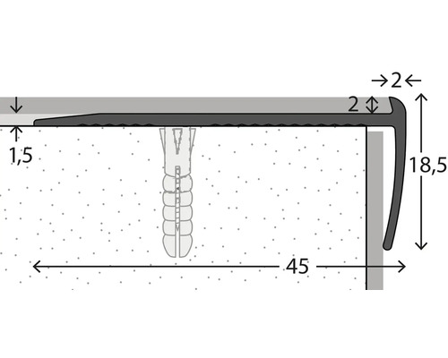 Illustration d''un profil de bord d''escalier avec indications de dimensions