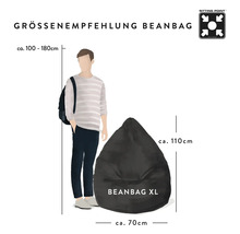 Recommandation de taille pour pouf XL avec indications de taille