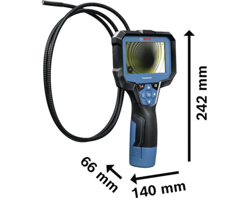 Caméra d''inspection Bosch avec sonde de câble flexible et écran pour inspecter les zones difficiles d''accès