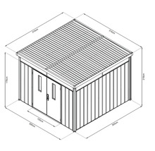 Image d''un abri de jardin avec les dimensions 314 cm x 300 cm x 218 cm