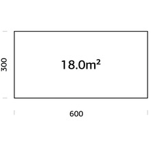 Grundriss mit den Maßen 600 mal 300 und einer Fläche von 18 Quadratmetern