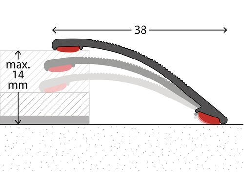 Darstellung einer Treppenkantenprofil-Montage mit Größenangaben.