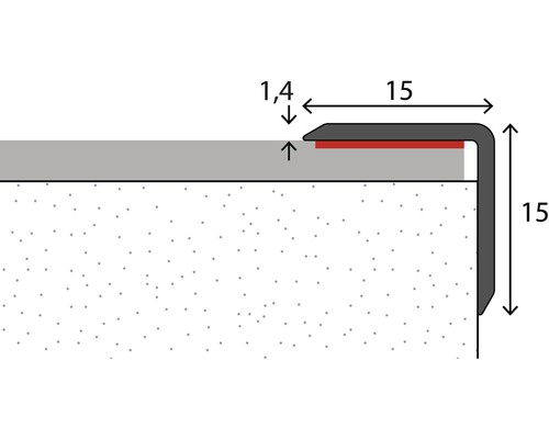 Illustration d''un profil de bord d''escalier avec des indications de dimensions