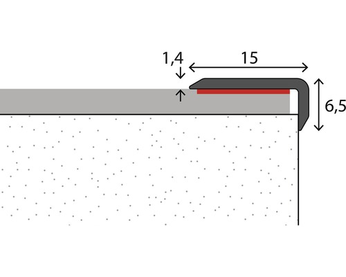 Illustration d''un profil de bordure d''escalier avec dimensions