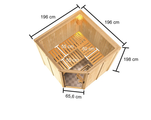 Image d''un sauna à éléments avec dimensions
