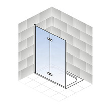Douche d''angle avec porte en verre dans la salle de bain