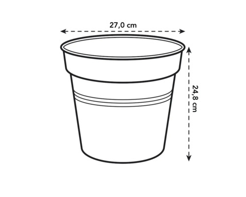 Image d''un pot de fleurs mesurant 27,0 cm de large et 24,8 cm de haut
