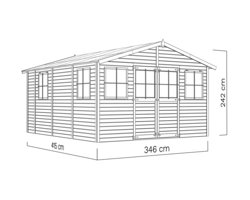 Illustration d''un abri de jardin avec dimensions