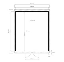 Plan avec dimensions pour une cabane de jardin ou une structure similaire