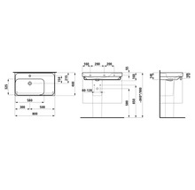 Schéma technique d''un lavabo avec dimensions
