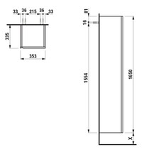 Schéma technique d''une armoire de salle de bains avec dimensions