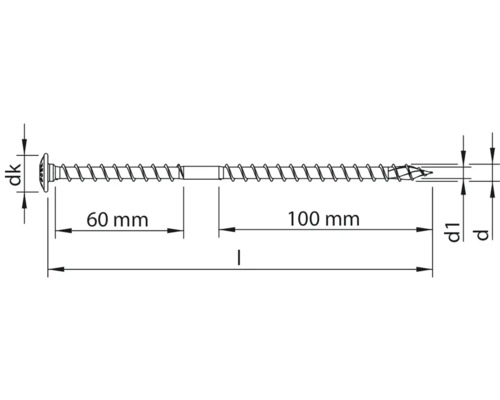 Technische Zeichnung einer Schraube mit Maßen.