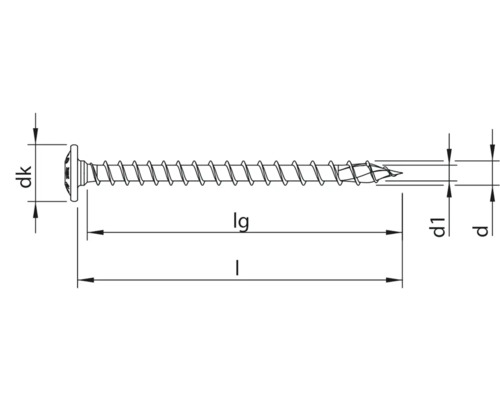 Technische Zeichnung einer Schraube mit Durchmesserangaben