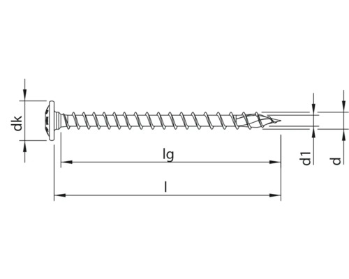 Technische Zeichnung einer Schraube mit Bemaßung
