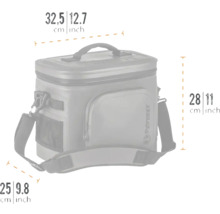 Petromax Kühltasche mit Größenangaben.