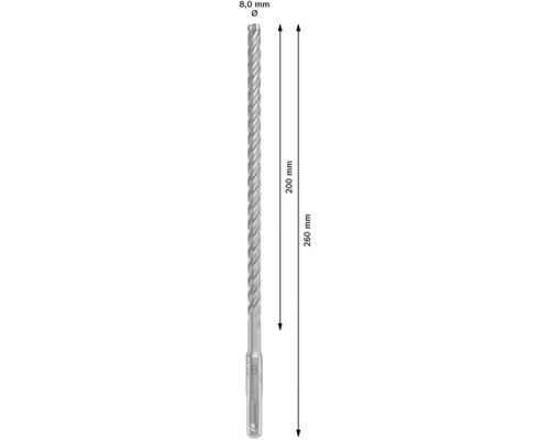 Betonbohrer mit 8 Millimeter Durchmesser und 260 Millimeter Länge