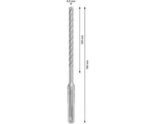 Bohrer mit 6 Millimeter Durchmesser und einer Länge von 160 Millimetern