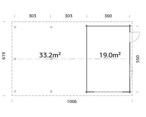 Plan d''un abri de jardin avec indication des dimensions