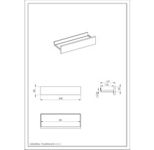 Technische Zeichnung eines Wandregals mit Maßangaben