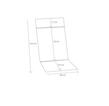 Dimensions d''une chaise avec une hauteur totale de 114 cm, une assise de 48 cm x 42 cm et un dossier de 22 cm x 50 cm