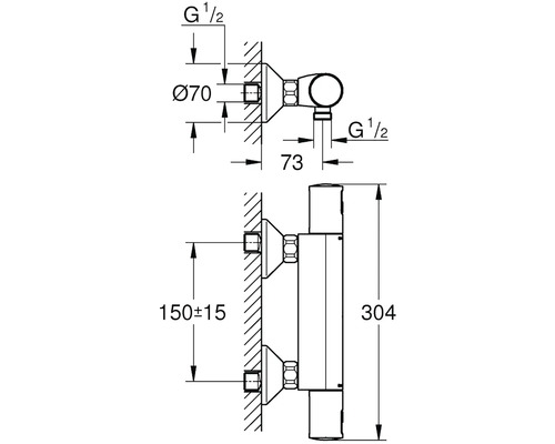 Schéma technique d''un radiateur avec indication des dimensions