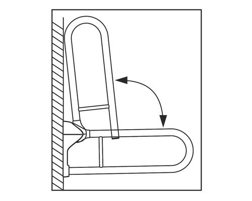 Croquis d''une barre d''appui rabattable pour la salle de bains à des fins de soutien