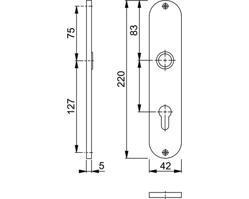 Dessin technique d''une garniture de porte avec dimensions