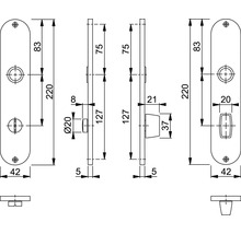 Dessin technique d''une garniture de porte avec dimensions