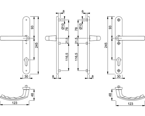 Schéma technique d''une garniture de porte avec dimensions