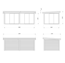 Schéma technique d''une maison de jardin avec dimensions