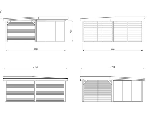Dessin technique d''un abri de jardin avec dimensions
