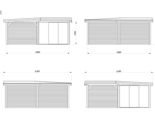 Dessin technique d''un abri de jardin avec dimensions