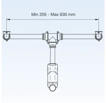 Siphon double 1 1/4" pour Jungborn SEDICI/QUATTRO peu encombrant 44011