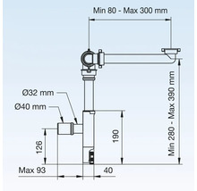 Siphon double 1 1/4" pour Jungborn SEDICI/QUATTRO peu encombrant 44011
