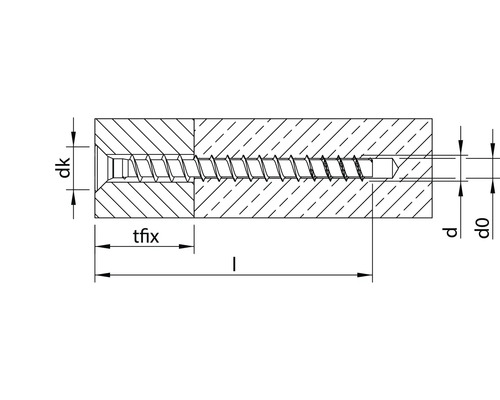 Technische Zeichnung einer Schraube mit Abmessungen
