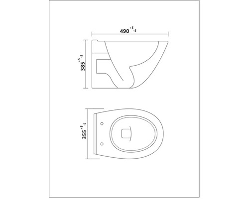 Dessin technique d''une toilette suspendue avec dimensions.