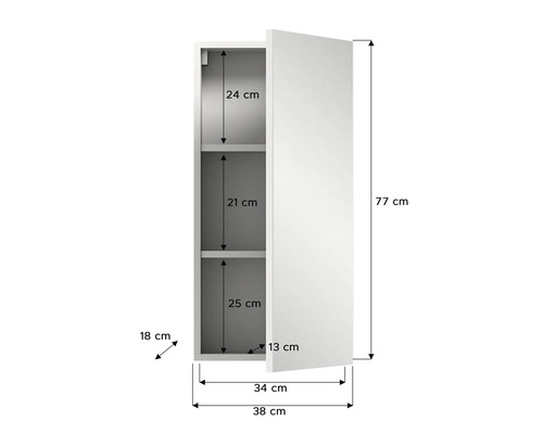 Schrank mit Abmessungsangaben