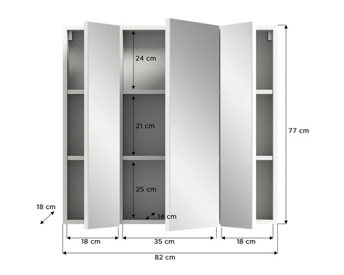 Illustration d''une armoire de toilette avec dimensions
